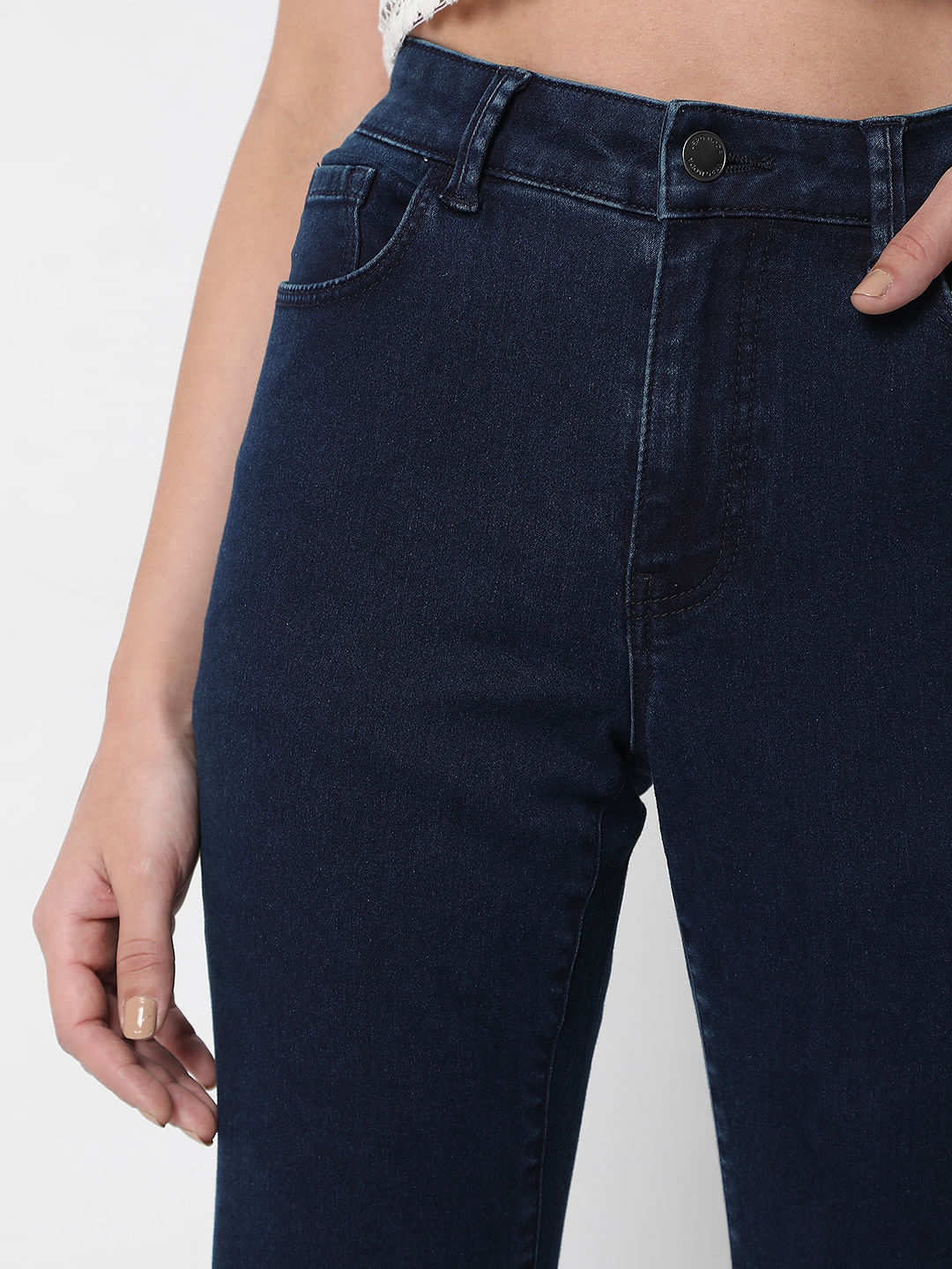 Dark Blue Mid Rise Petra Bootcut Jeans