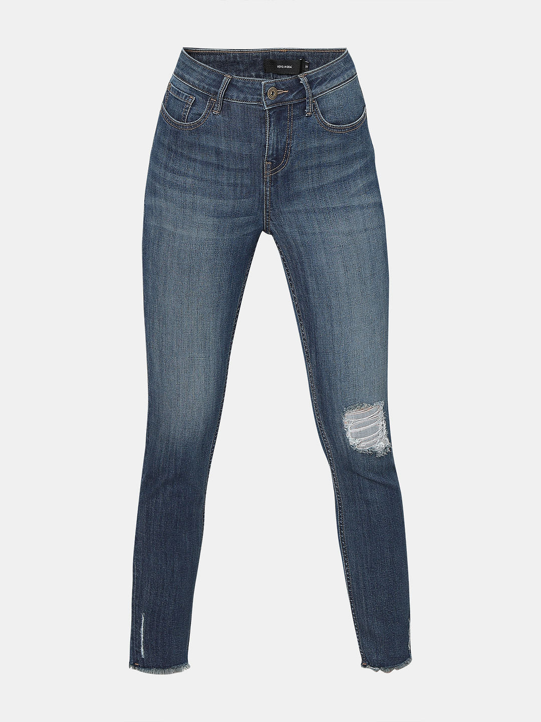 Blue Mid Rise Distressed Wendy Skinny Jeans