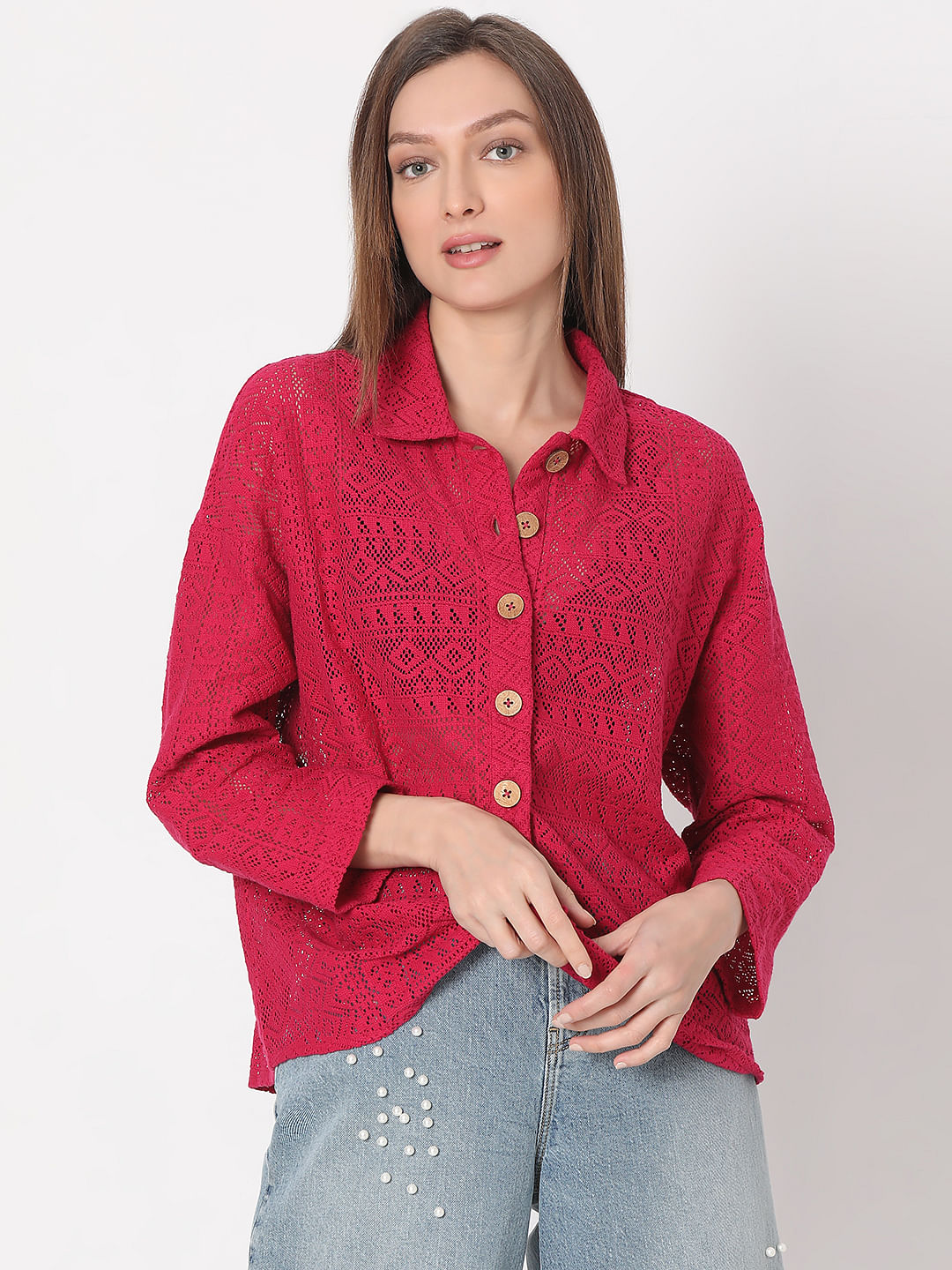 Red Embroidered Shirt