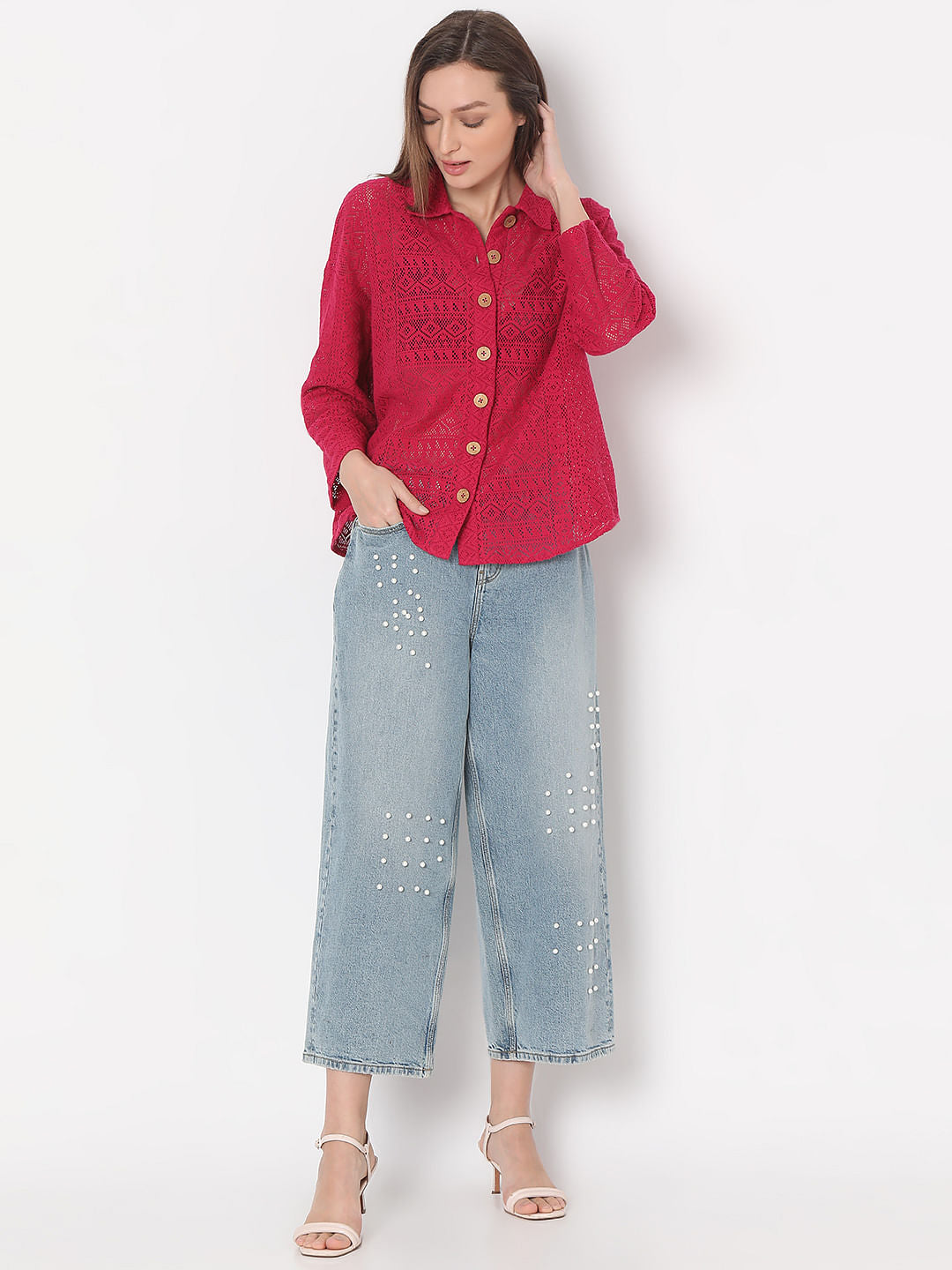 Red Embroidered Shirt