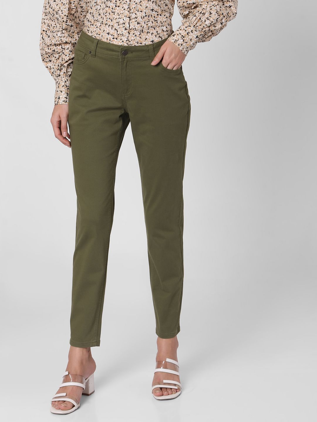 Green Mid Rise Chino Pants