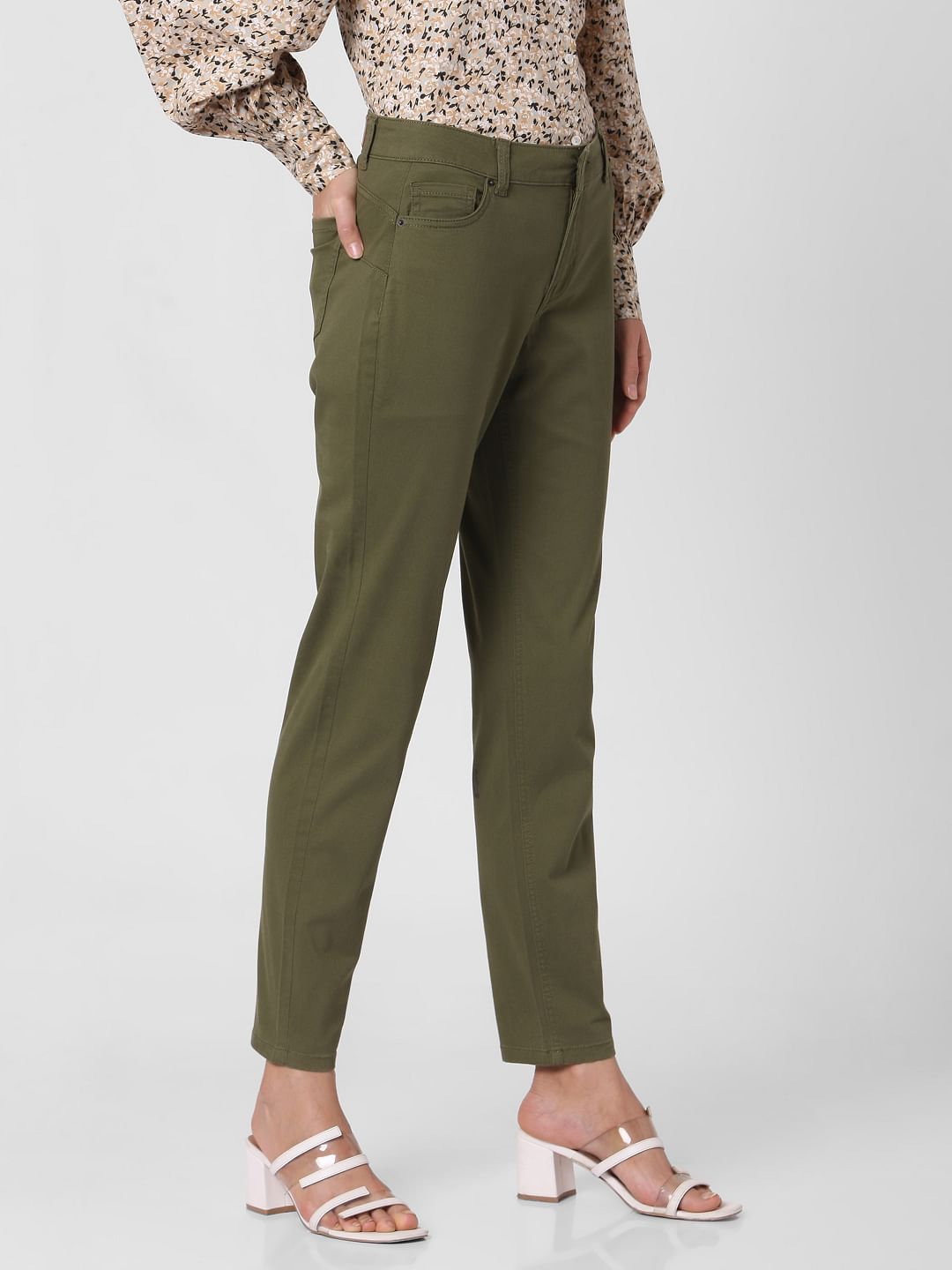 Green Mid Rise Chino Pants