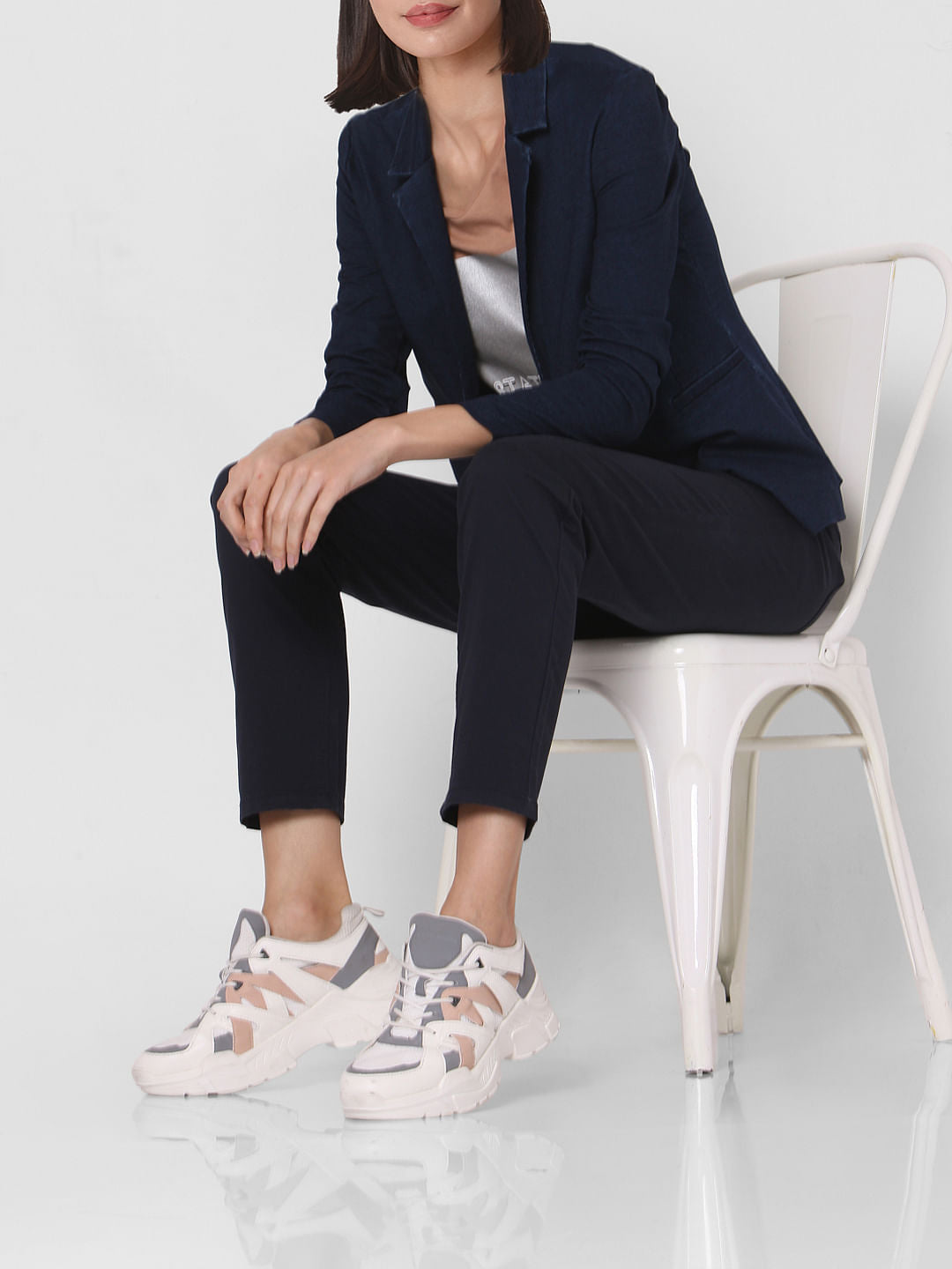 Blue Mid Rise Slim Fit Chinos