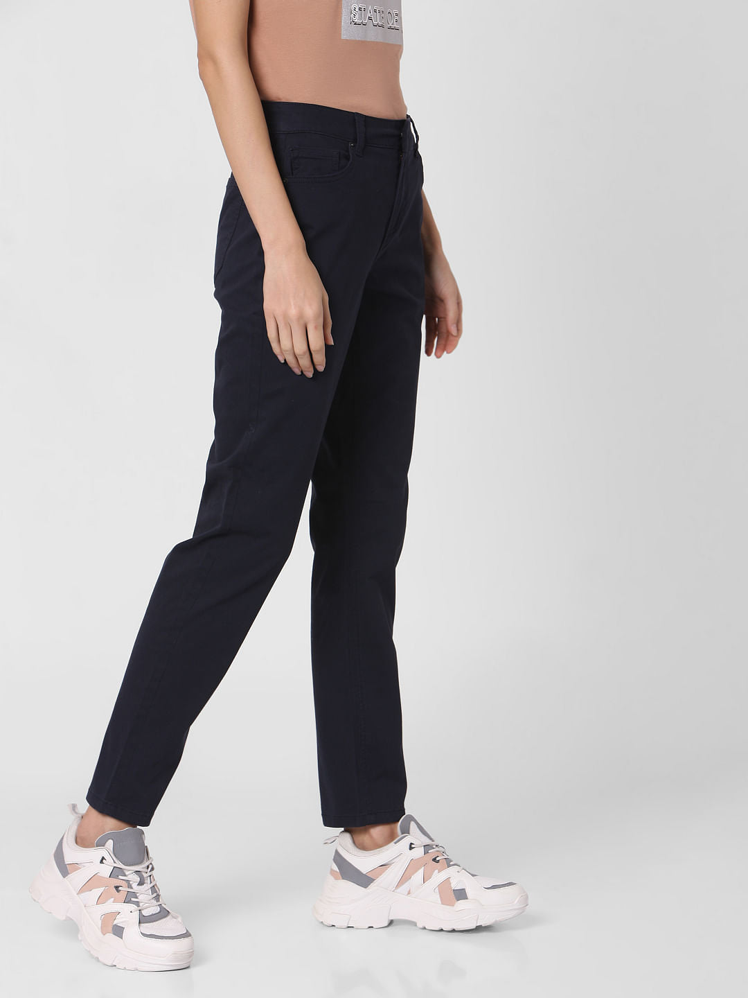 Blue Mid Rise Slim Fit Chinos