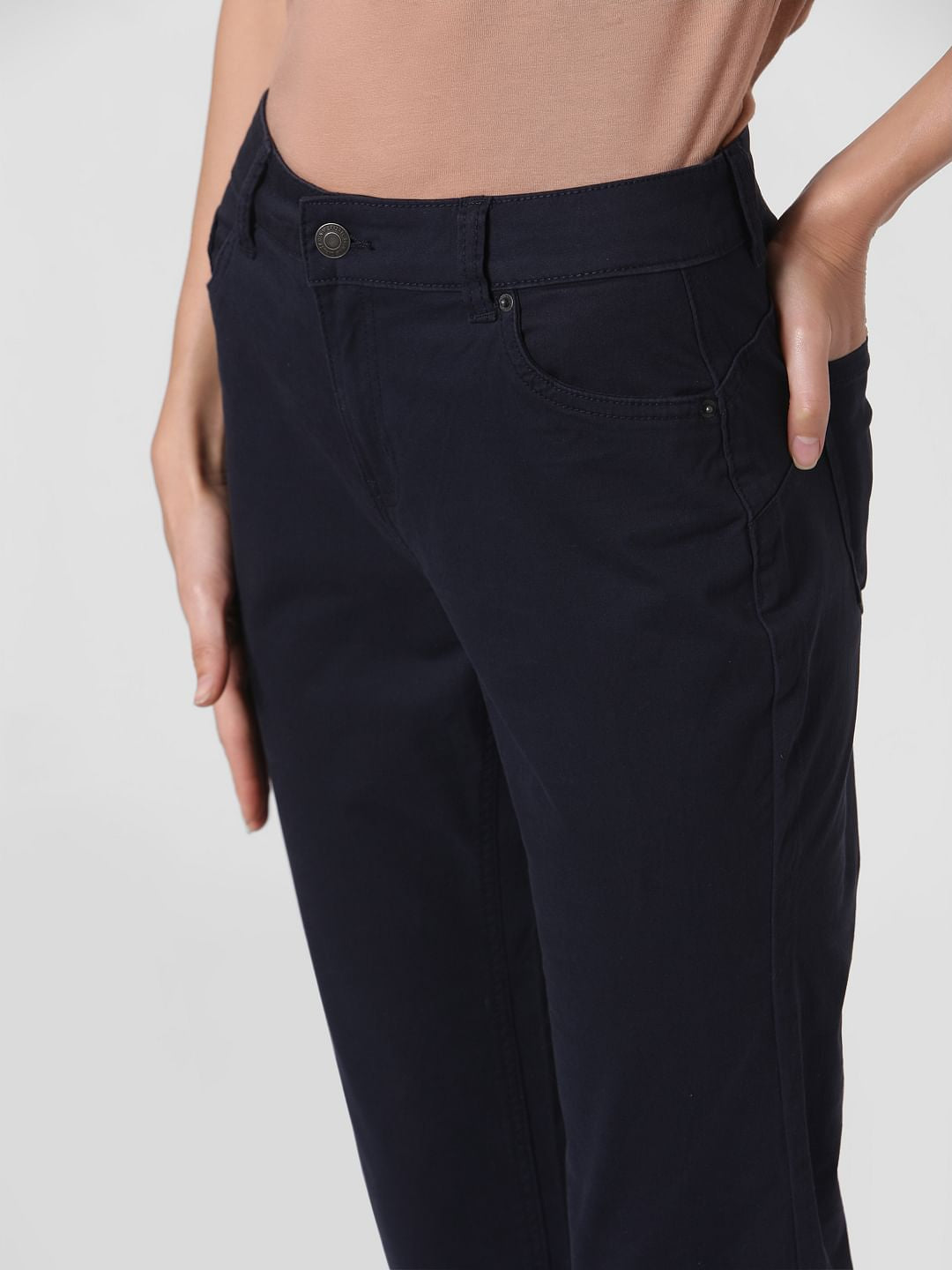 Blue Mid Rise Slim Fit Chinos