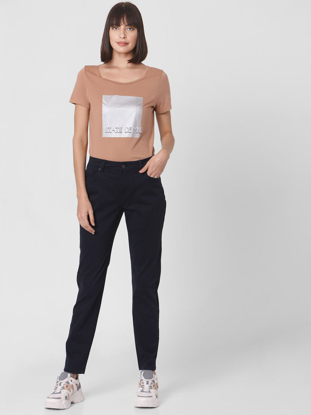 Blue Mid Rise Slim Fit Chinos