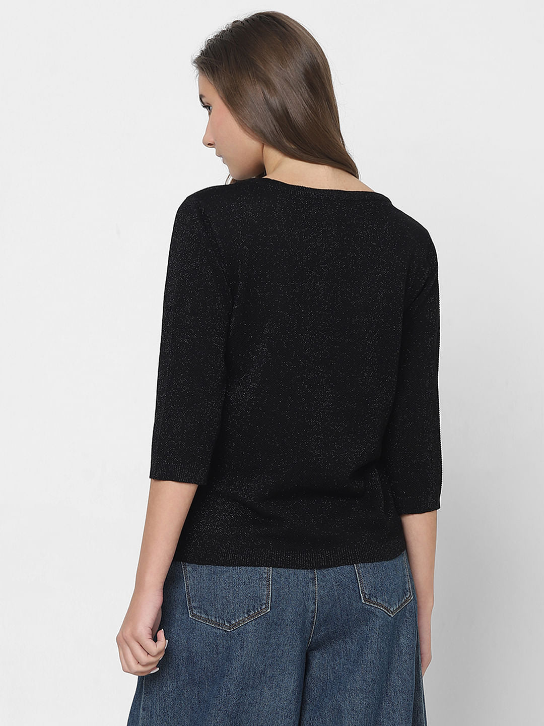 Black Shimmer Knit Top