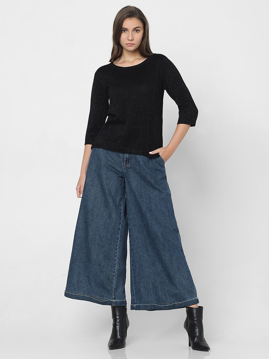 Black Shimmer Knit Top