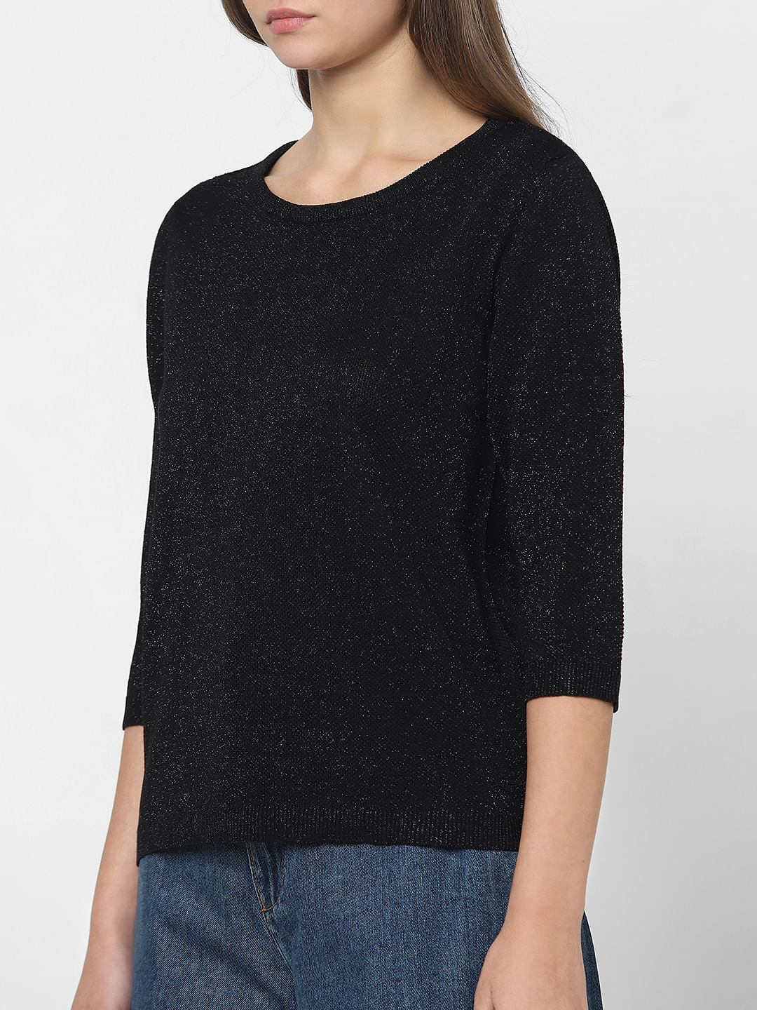 Black Shimmer Knit Top
