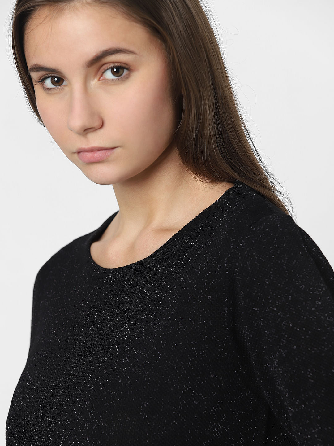 Black Shimmer Knit Top