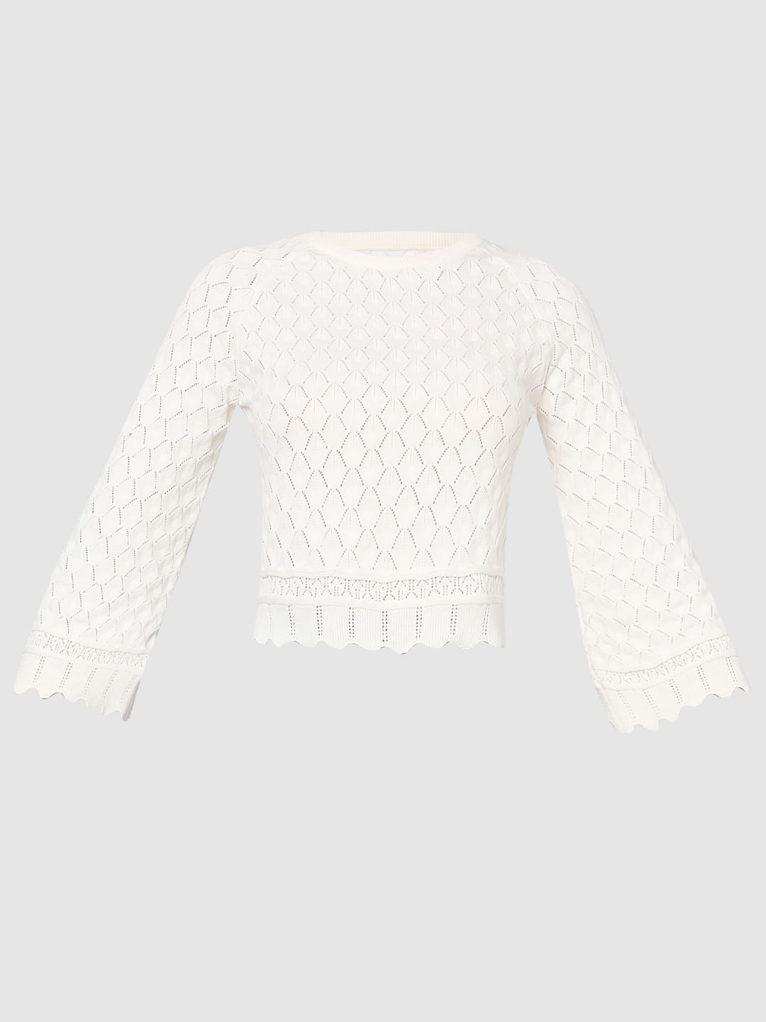 White Pointelle Knit Top
