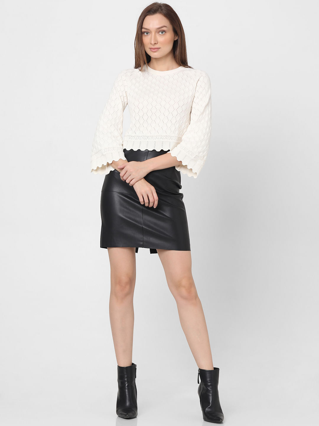 White Pointelle Knit Top