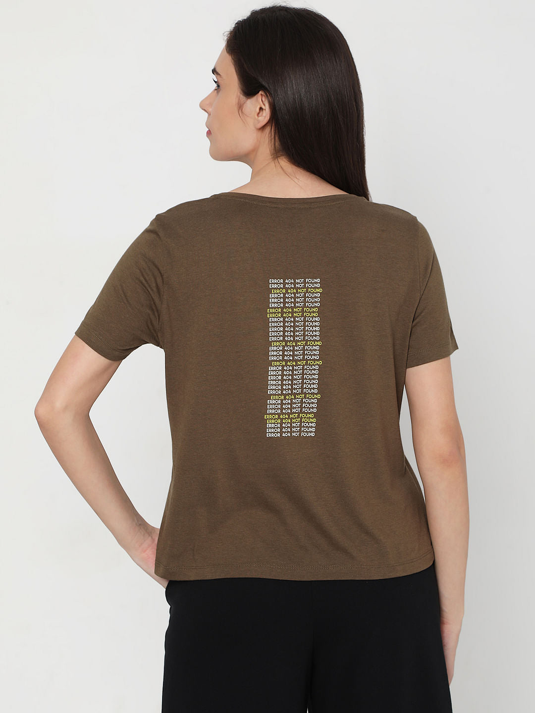 Brown Slogan Print T-Shirt