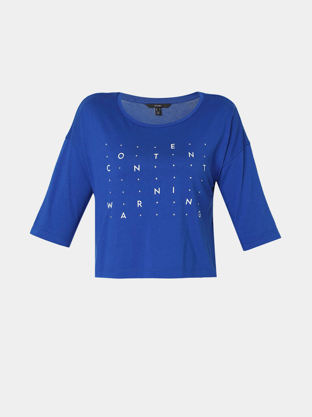 Blue Typographic Print T-Shirt