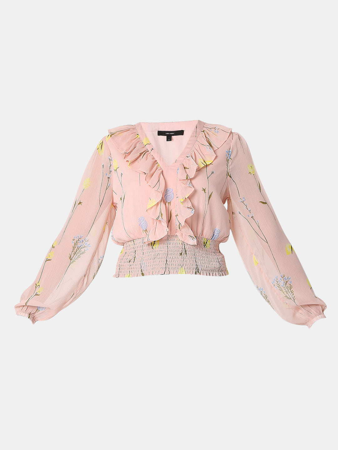 Pink Floral Ruffle Top