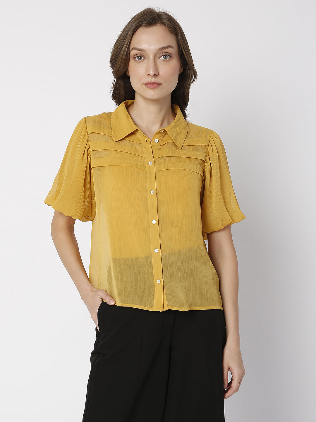 Golden Pleated Top