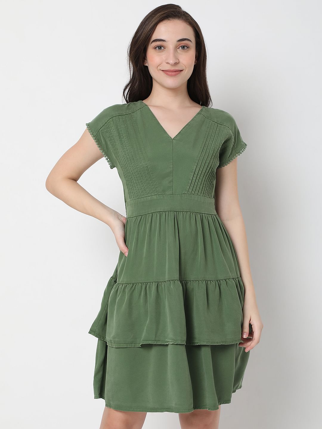 Green Fit & Flare Dress