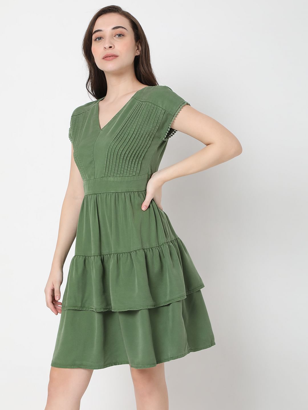 Green Fit & Flare Dress