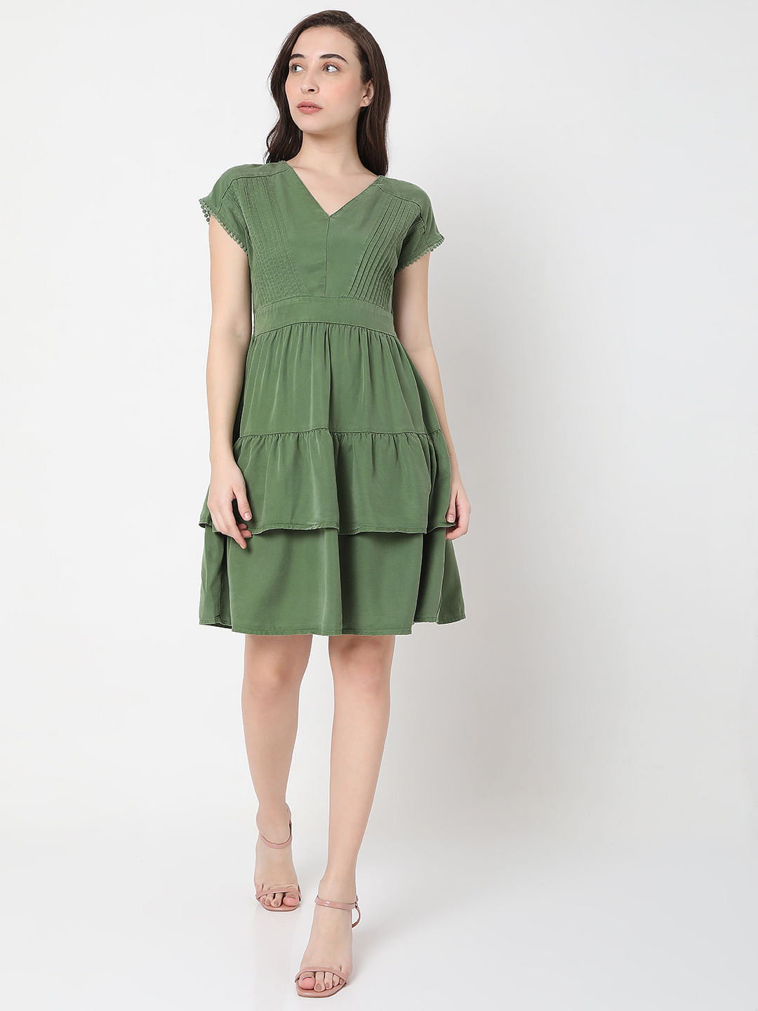 Green Fit & Flare Dress