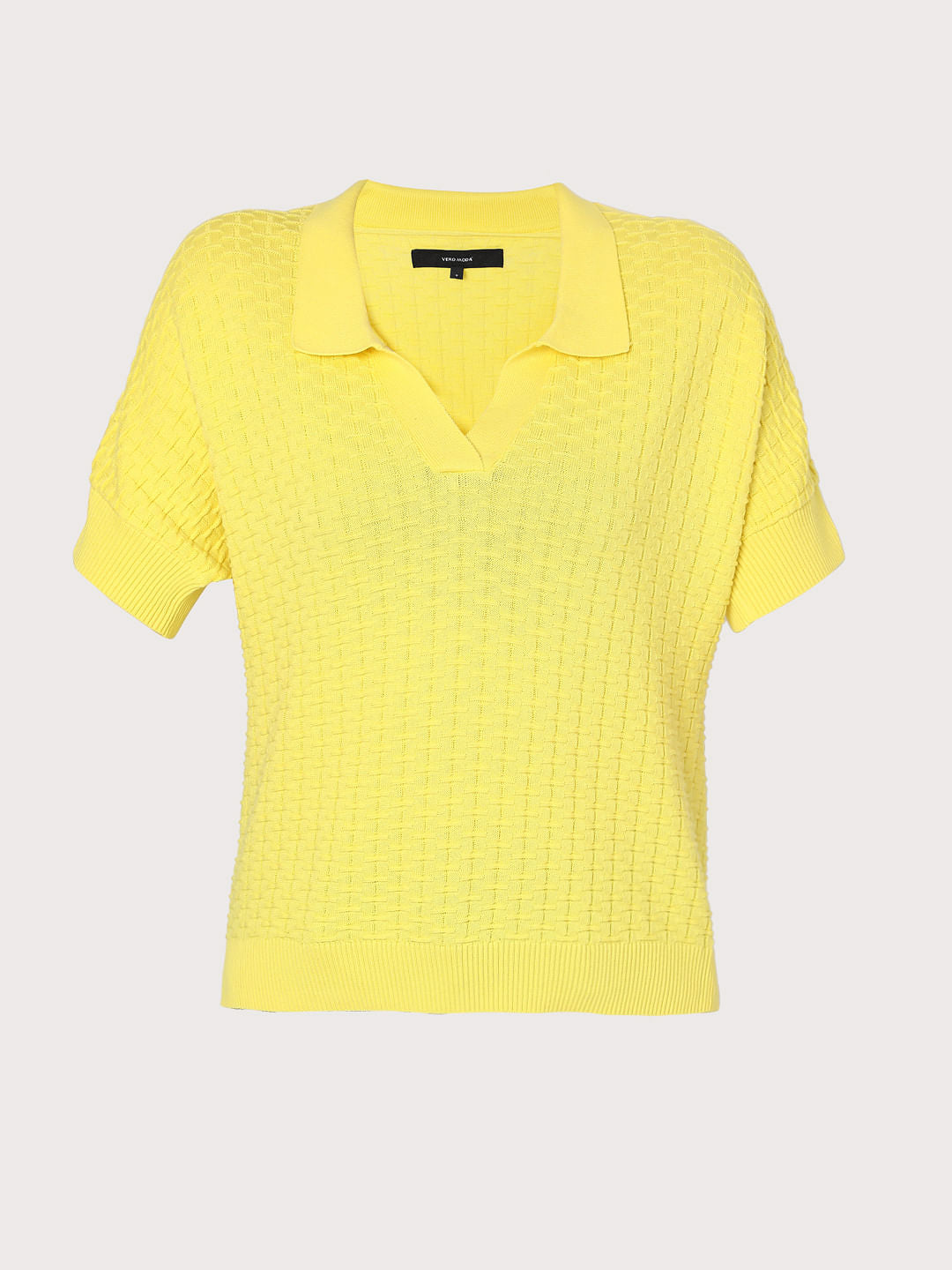 Yellow Textured Knit Top