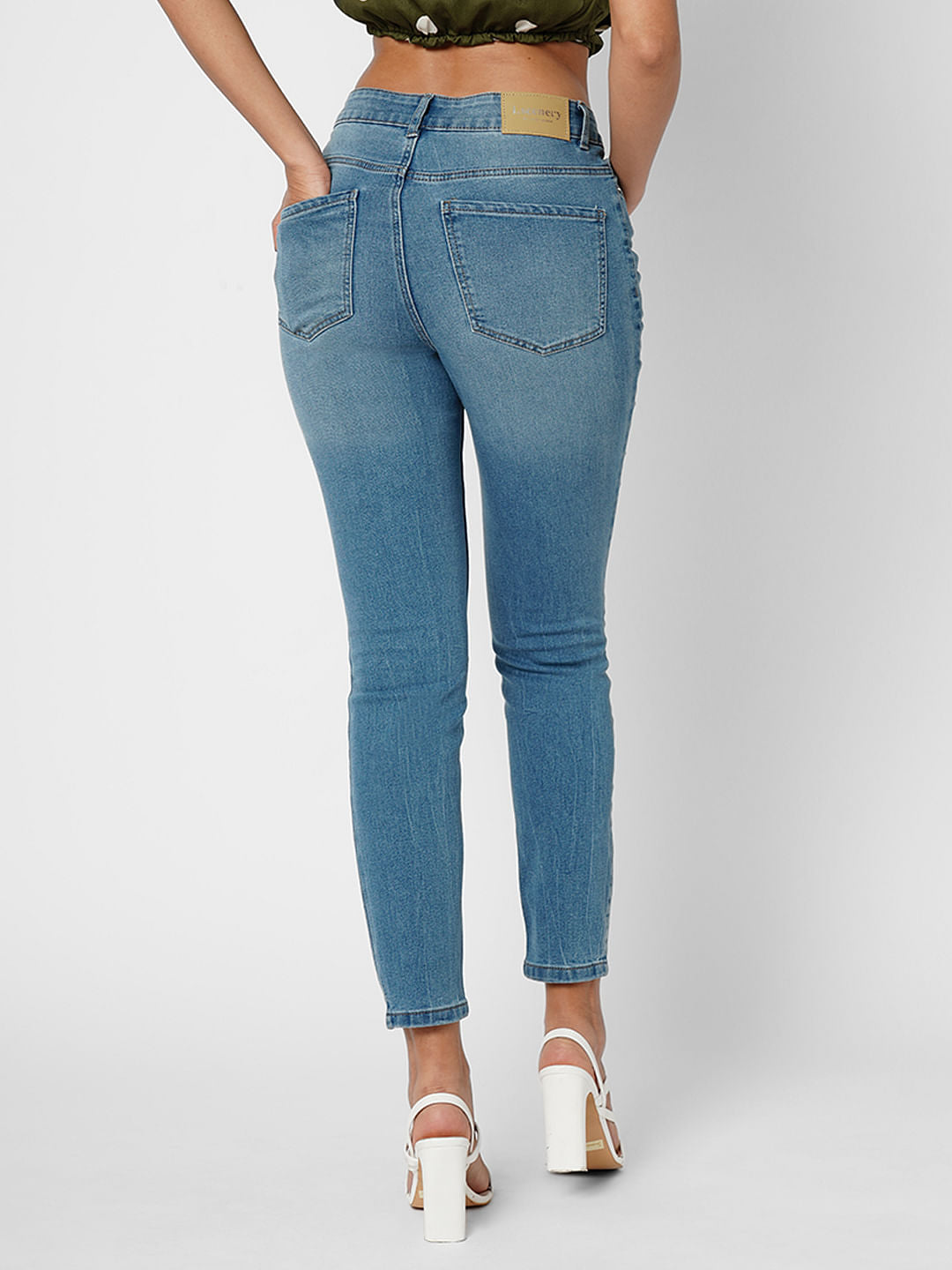 I.Scenery By Vero Moda Blue Mid Rise Wendy Skinny Jeans