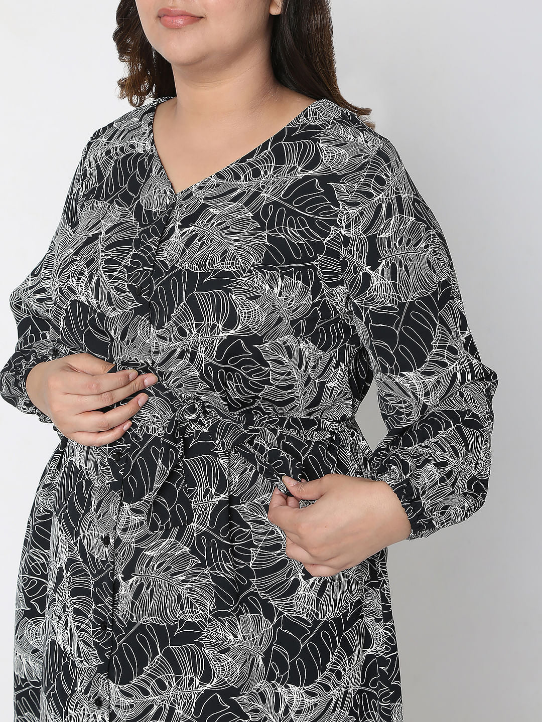 Curve Black Printed Shift Dress