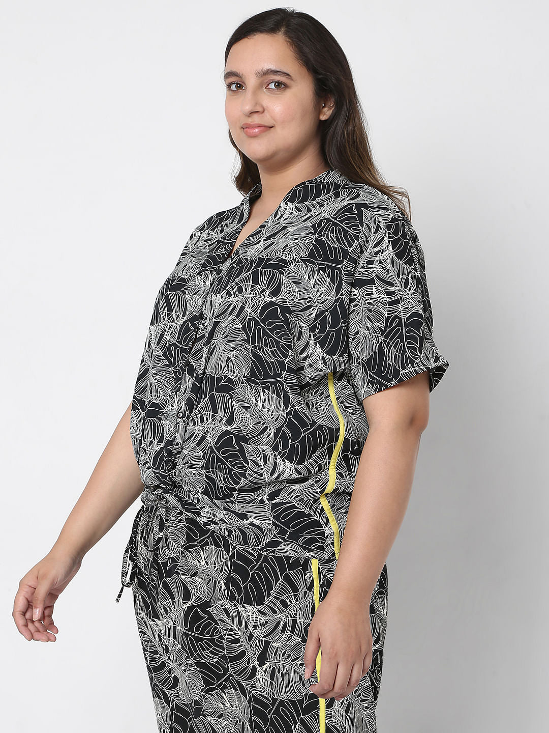 Curve Black Printed Co-Ord Set Top