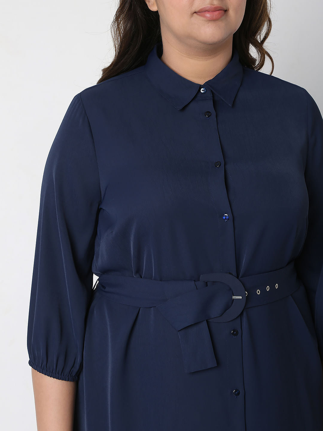 Curve Blue Maxi Shirt Dress