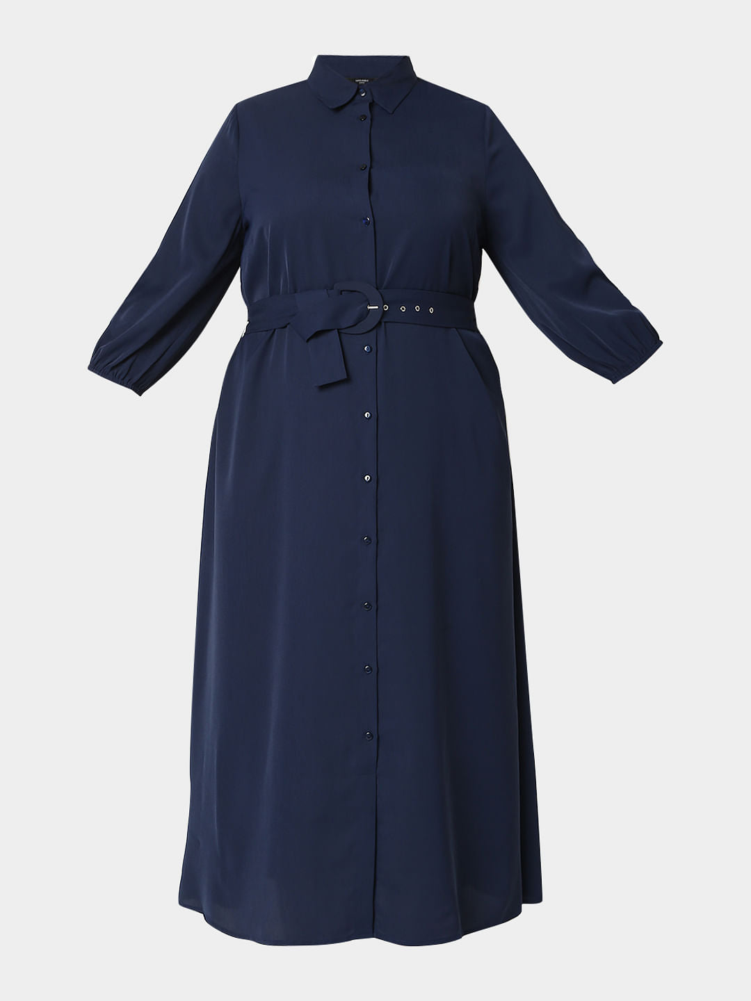 Curve Blue Maxi Shirt Dress