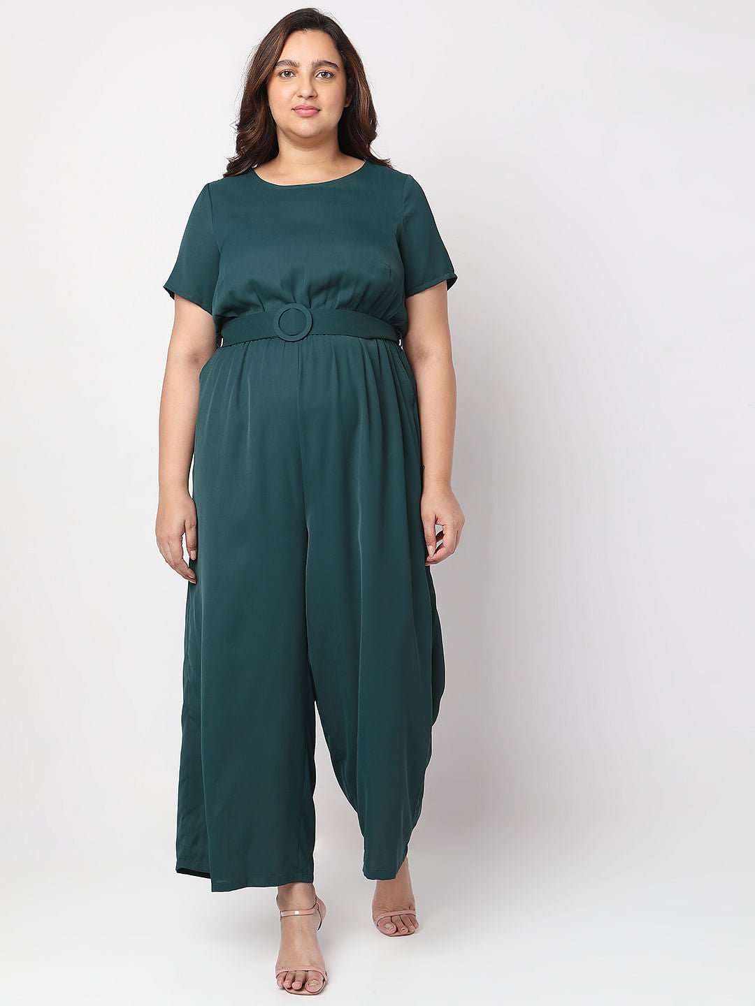 Curve Green Belted Jumpsuit