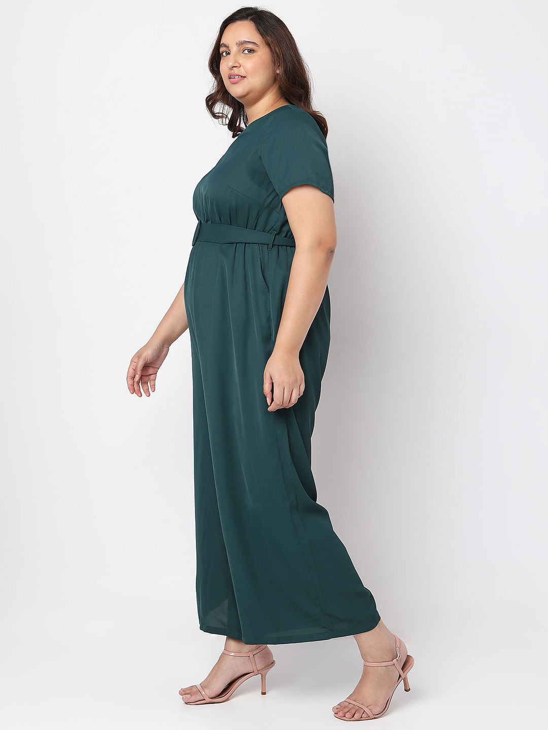 Curve Green Belted Jumpsuit