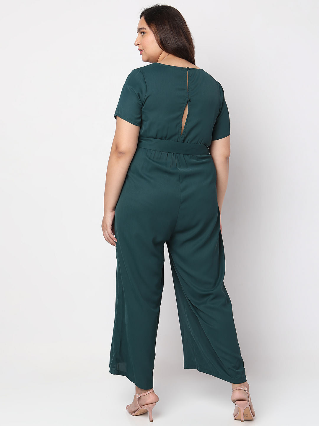 Curve Green Belted Jumpsuit