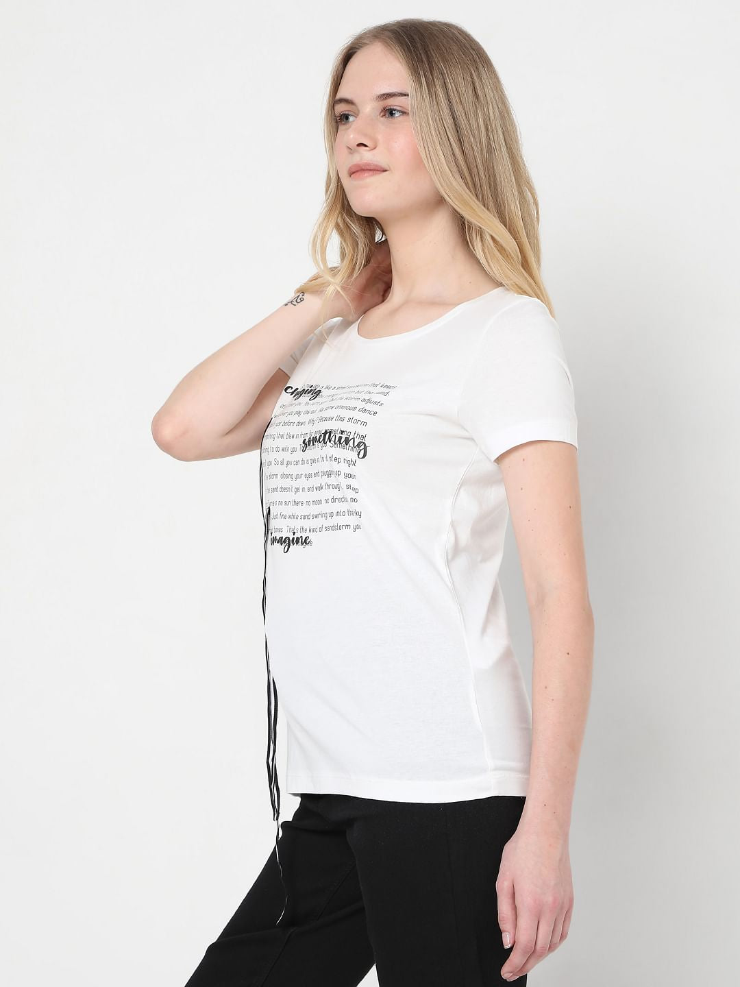 White Slogan Print T-Shirt