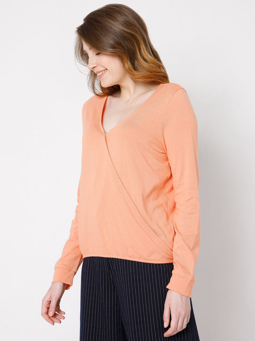 Coral Wrap Top