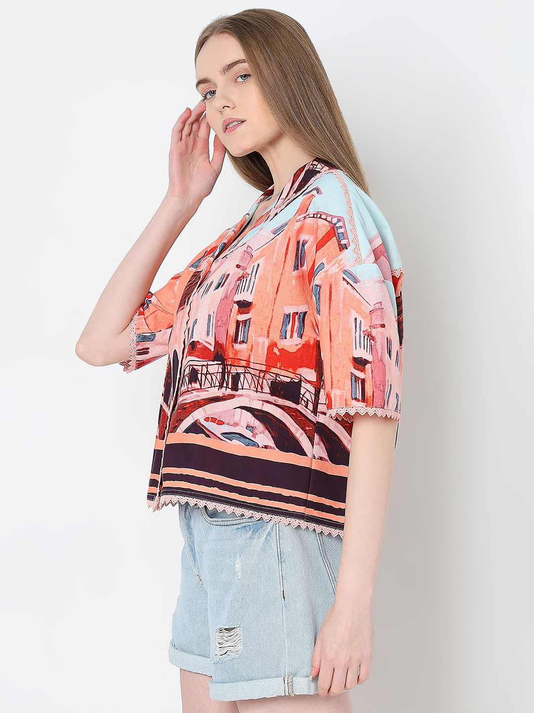 Pink Amalfi Coast Print Shirt