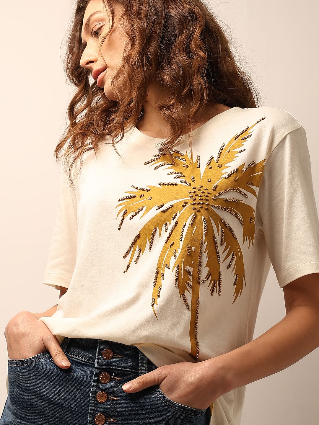 White Palm Print T-Shirt