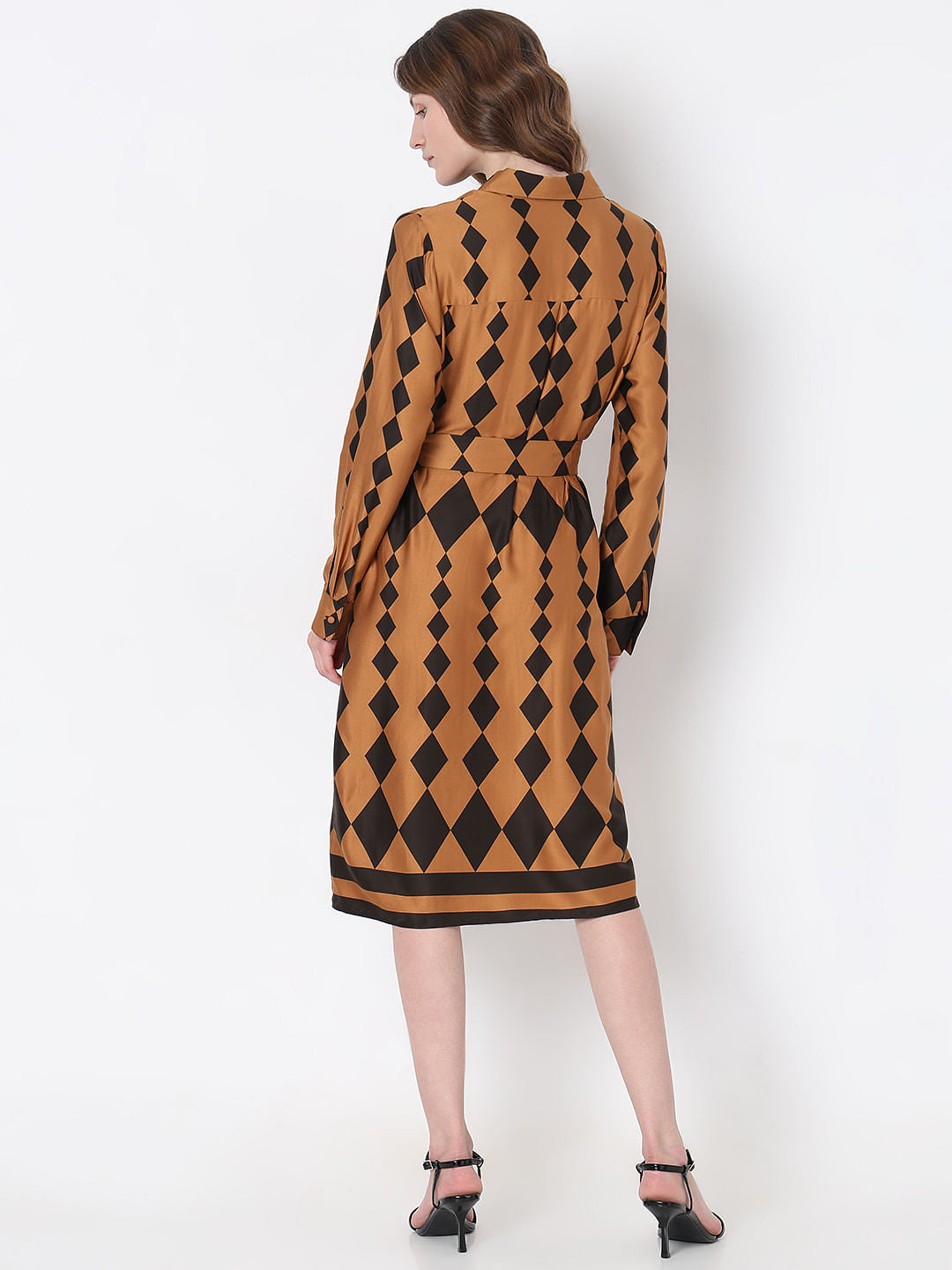 Brown Printed Shirt Dress
