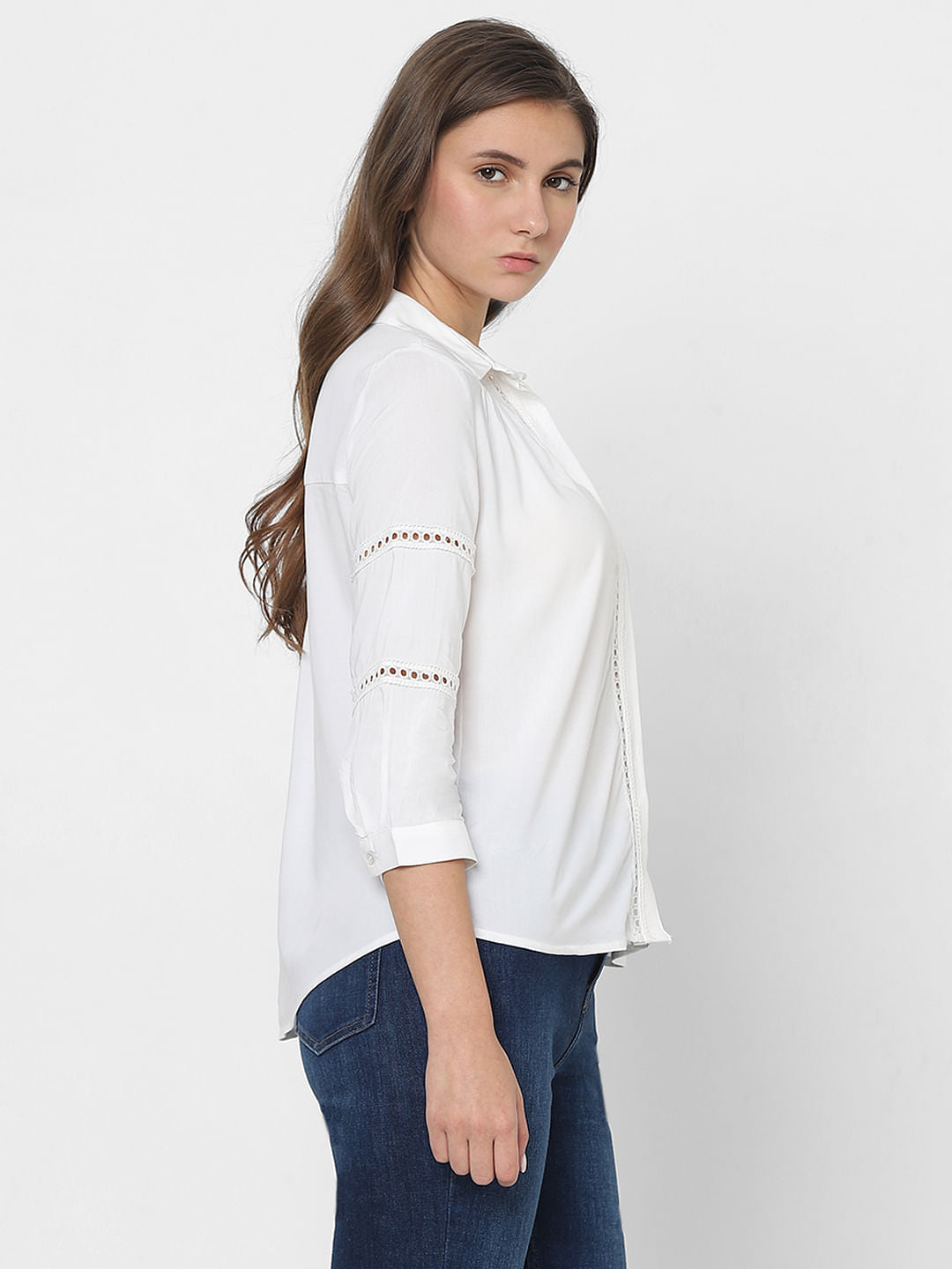 White Lace Insert Shirt