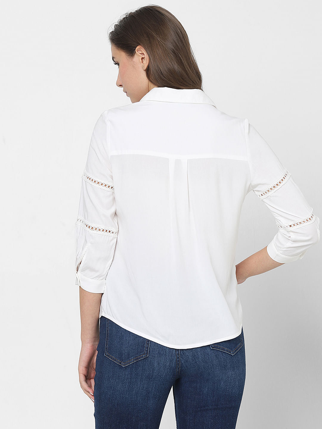 White Lace Insert Shirt