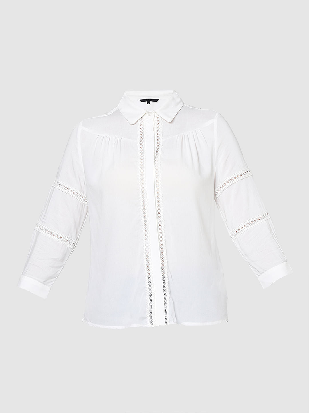 White Lace Insert Shirt
