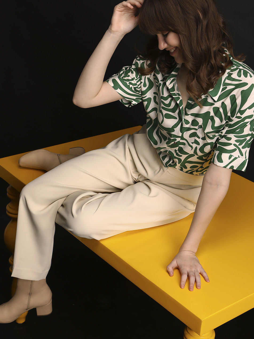 Green Abstract Print Shirt