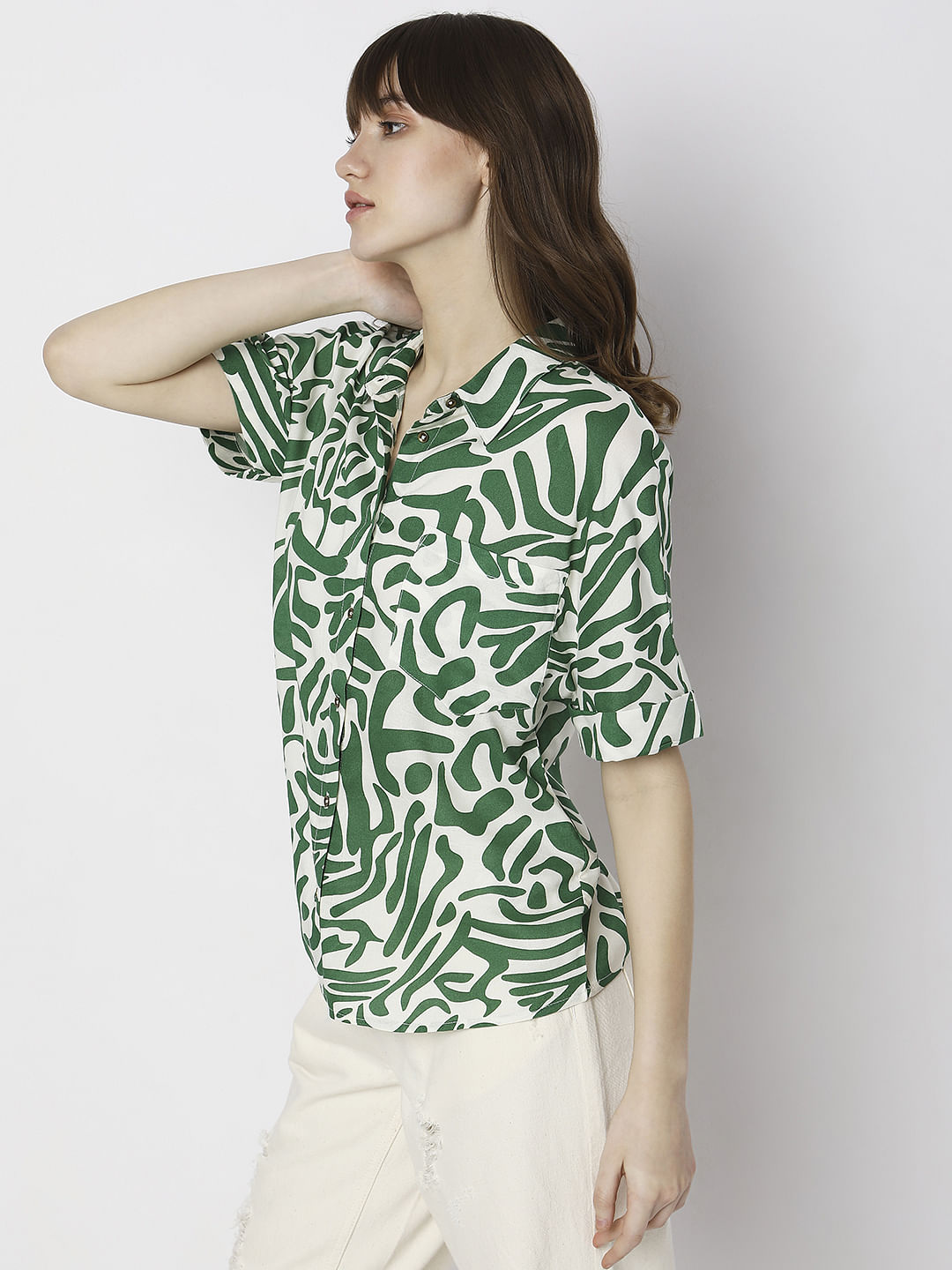 Green Abstract Print Shirt
