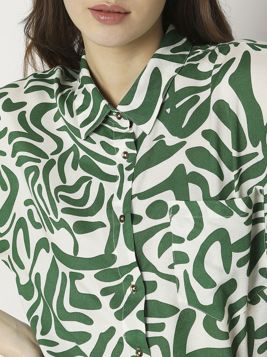 Green Abstract Print Shirt