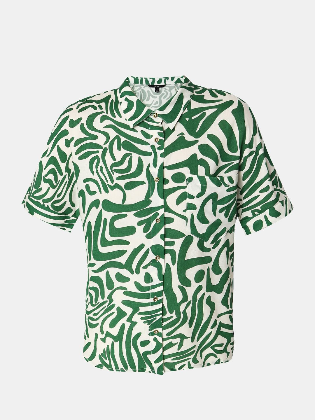 Green Abstract Print Shirt