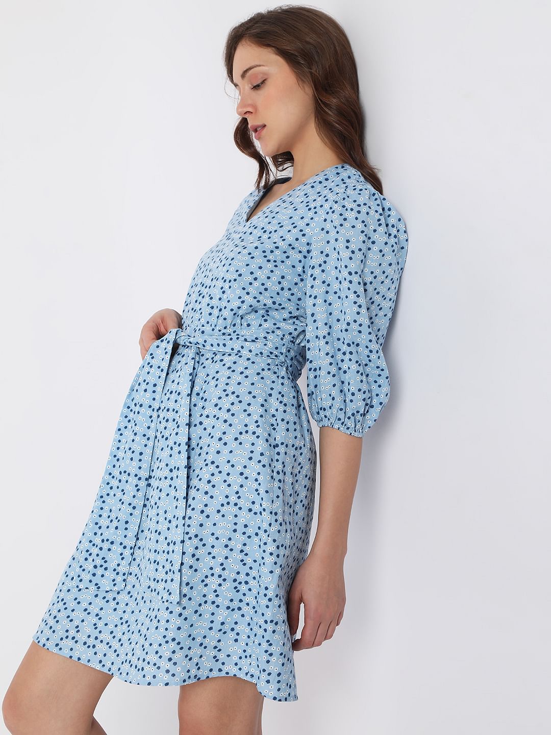 Blue Floral Fit & Flare Dress