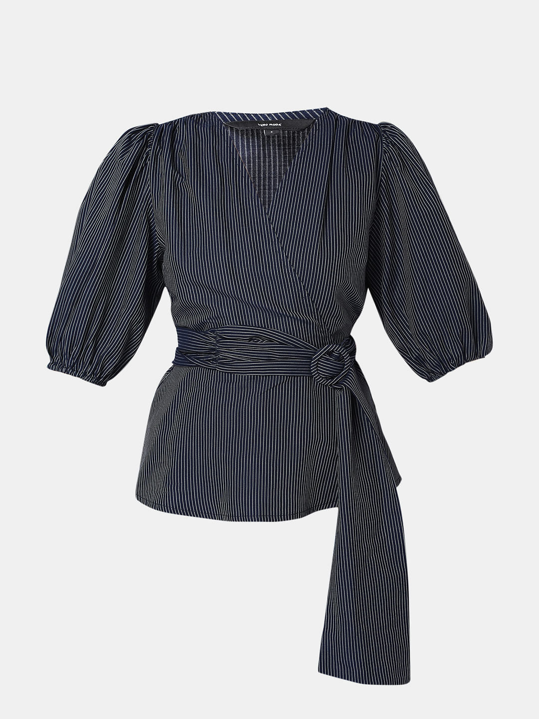 Navy Blue Striped Top