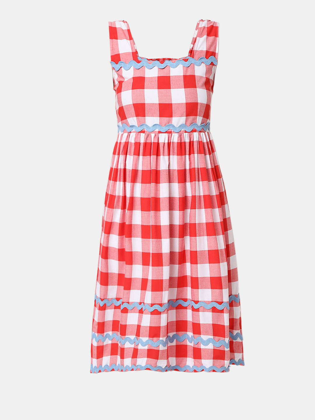 Red Check Midi Dress