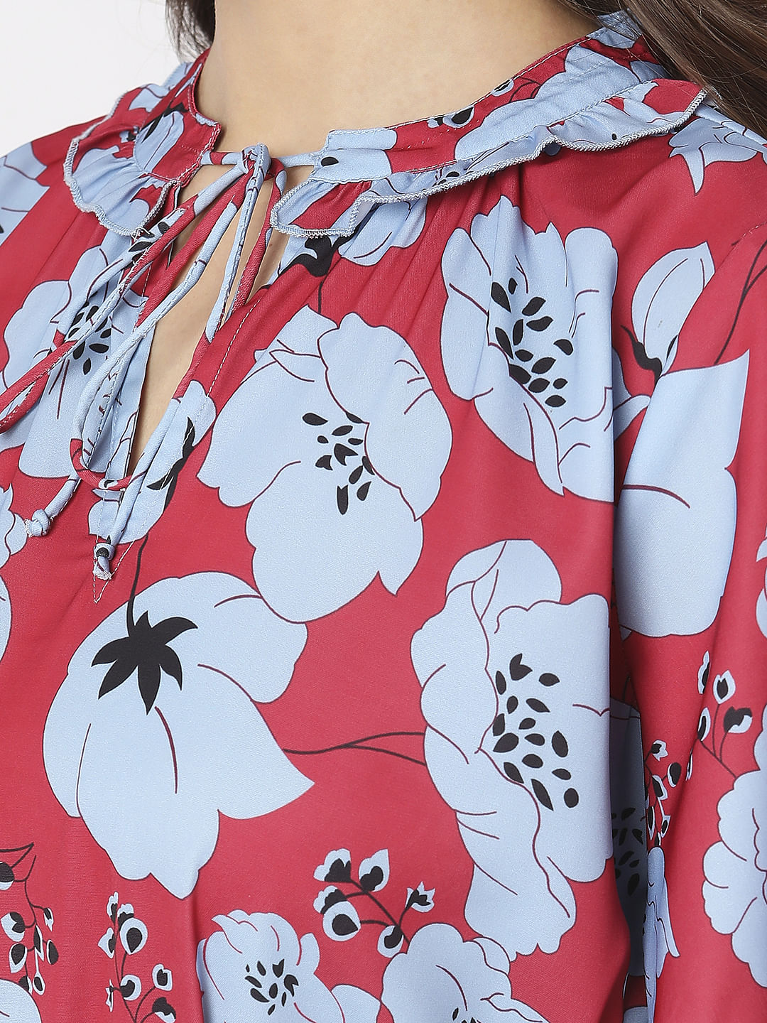 Red Floral Midi Dress