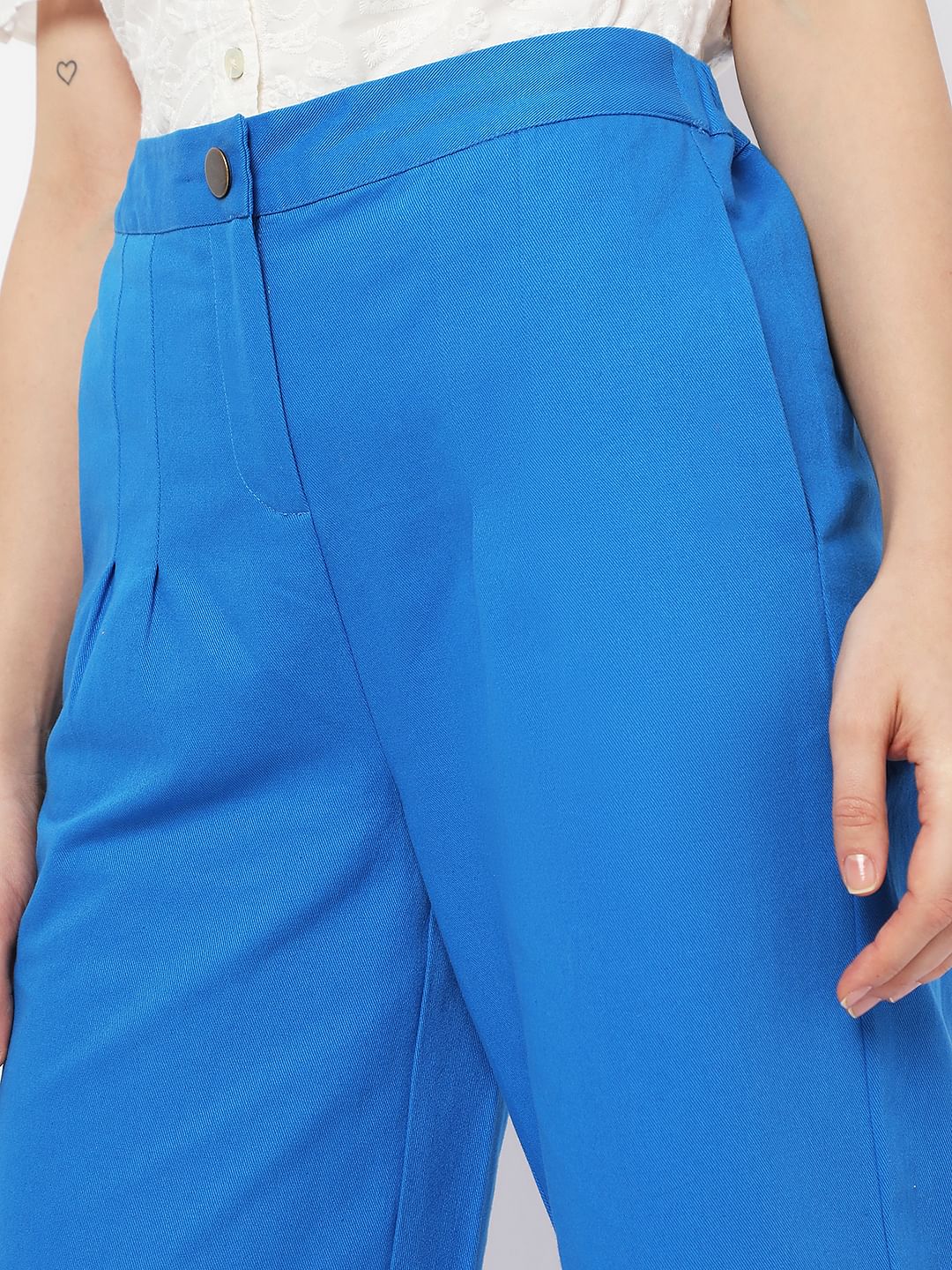 Blue High Rise Flared Pants