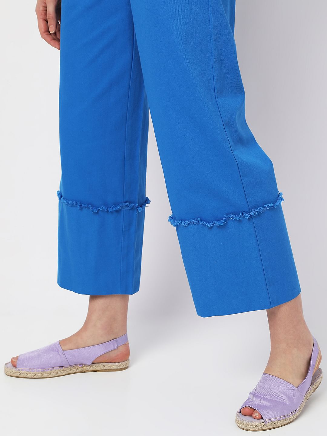 Blue High Rise Flared Pants